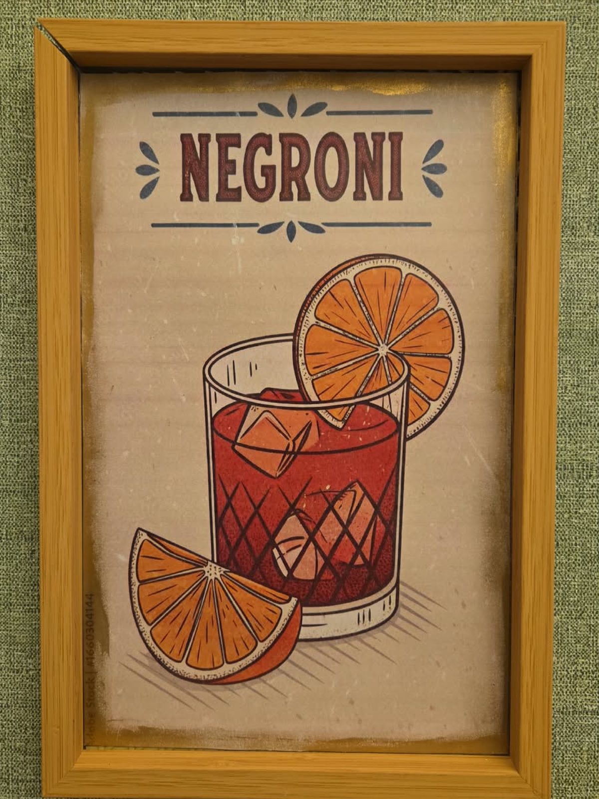 Quadro do Negroni na parede do Forneatto